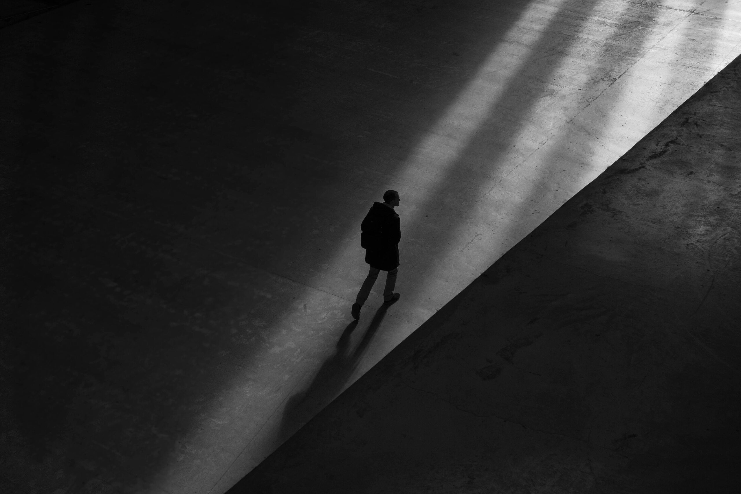 A man walking down a path