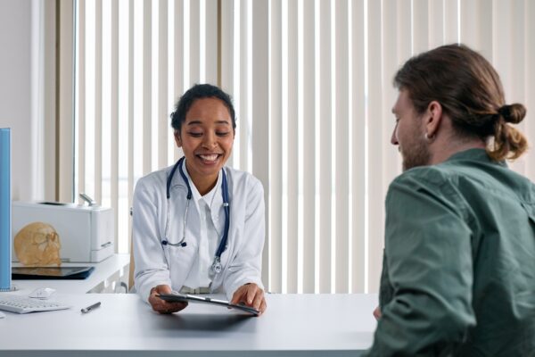 A doctor and patient talking